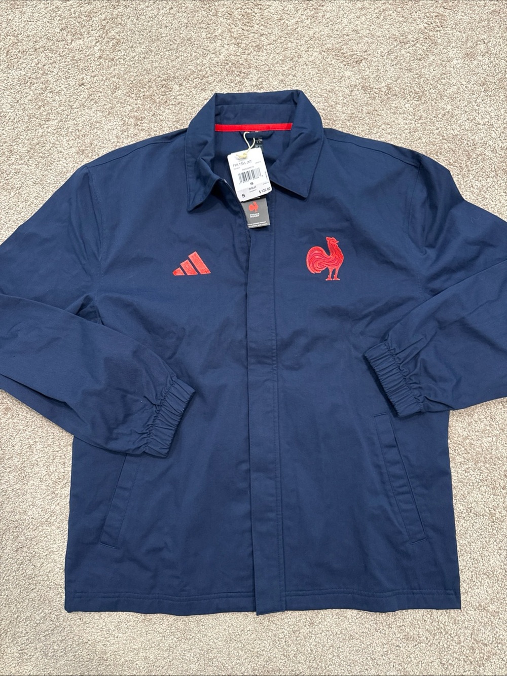Men’s Size Small Adidas France Rugby Full Zip Jacket JM5016